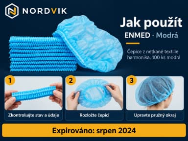 Čepice z netkané textilie ENMED - harmonika, 100 ks modrá, návod k použití