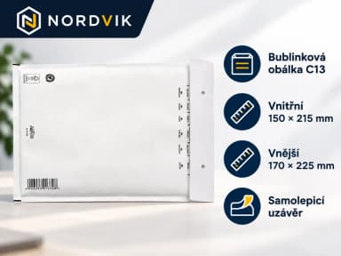 Bublinková obálka C13, 150 x 215 mm, produktová infografika