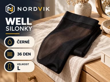Dámské silonky WELL černé, DEN 36, vel. L, produktová infografika