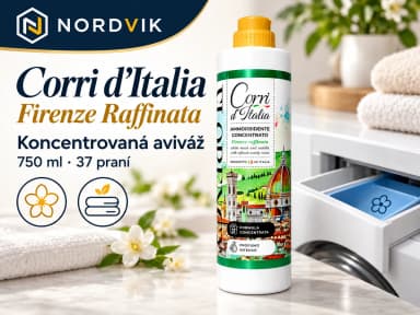 Corri d’Italia koncentrovaná aviváž Firenze Raffinata, 750 ml / 37 praní, produktová infografika