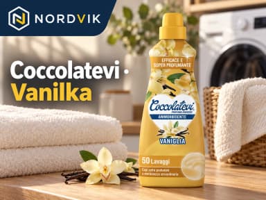 Coccolatevi koncentrovaná aviváž Vaniglia, vanilka, 1,25 l / 50 praní, produktová fotografie v prostředí Nordvik