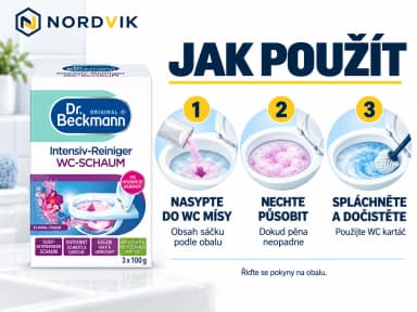 Dr. Beckmann intenzivní čisticí pěna na WC Floral Fresh, 3 × 100 g, návod k použití