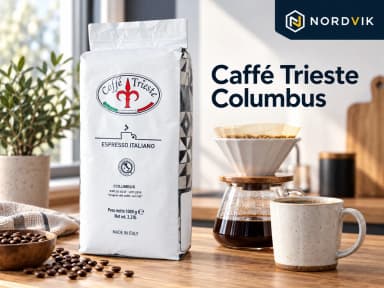 Caffé Trieste COLUMBUS zrnková káva, 1000g, produktová fotografie v prostředí Nordvik