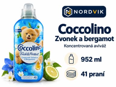 Coccolino tekutá aviváž - Campanula Selvatica & Bergamotto, 41 praní 952 ml, produktová infografika
