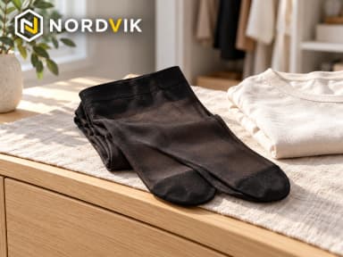 Dámské silonky WELL černé, DEN 36, vel. L, produktová fotografie v prostředí Nordvik
