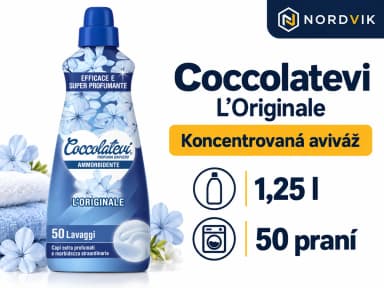 Coccolatevi koncentrovaná aviváž L’Originale, 1,25 l / 50 praní, produktová infografika