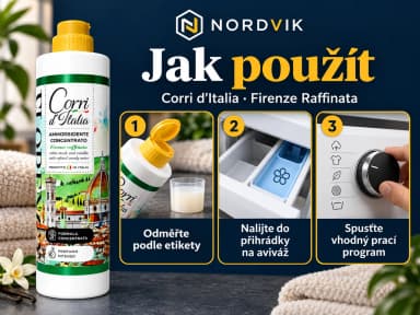 Corri d’Italia koncentrovaná aviváž Firenze Raffinata, 750 ml / 37 praní, návod k použití