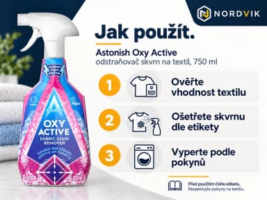 Astonish Oxy Active odstraňovač skvrn na textil, 750 ml, návod k použitia