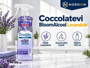 Coccolatevi BloomAlcool univerzálne čistič Levandule, 750 ml, produktová infografika
