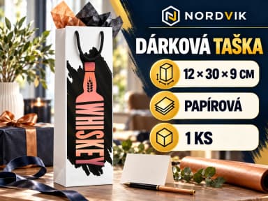 Dárková papírová taška 12 × 30 × 9 cm, motiv WHISKEY, produktová infografika