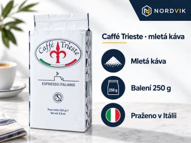 Caffé Trieste mletá káva, 250g, produktová infografika