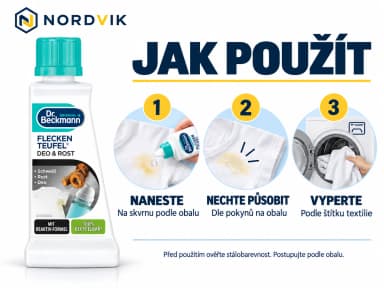 Dr. Beckmann Fleckenteufel odstraňovač skvrn od rzi a deodorantu, 50 ml, návod k použití