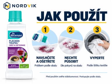 Dr. Beckmann Fleckenteufel odstraňovač skvrn od ovoce a nápojů, 50 g, návod k použití