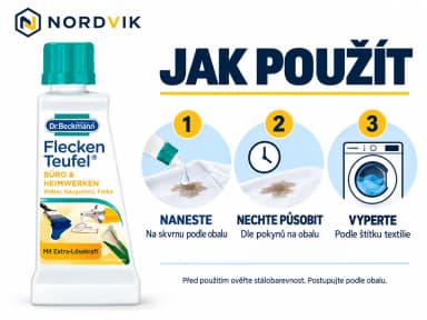 Dr. Beckmann Fleckenteufel odstraňovač skvrn Kancelář a dílna, 50 ml, návod k použití
