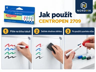 CENTROPEN 2709 stíratelné popisovače, sada 4 barev, návod k použití