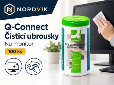 čistiace obrúsky Q-Connect na monitor, 100 ks, produktová infografika