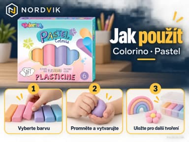 Colorino Pastel plastelína, 6 pastelových barev, návod k použití