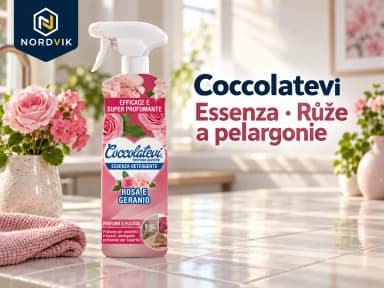 Coccolatevi Essenza univerzální čistič Růže a pelargonie, 750 ml, produktová fotografie v prostředí Nordvik
