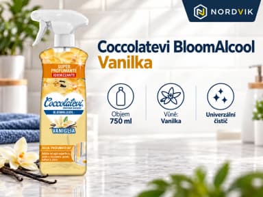Coccolatevi BloomAlcool univerzálne čistič Vanilka, 750 ml, produktová infografika