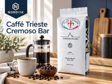 Caffé Trieste CREMOSO BAR zrnková káva, 1000g, produktová fotografie v prostředí Nordvik