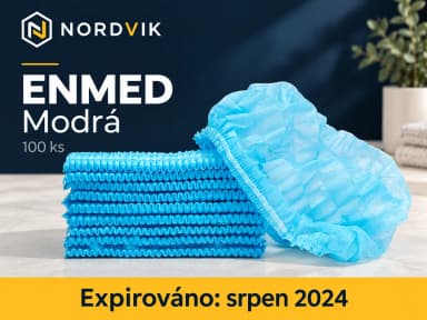 Čepice z netkané textilie ENMED - harmonika, 100 ks modrá, produktová fotografie v prostředí Nordvik