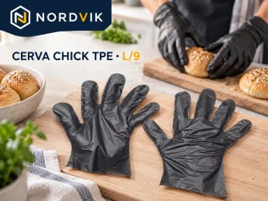 CERVA CHICK TPE jednorázové rukavice černá, vel. L/9, 100 ks, produktová fotografie v prostředí Nordvik