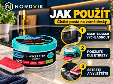 Dr. Beckmann čisticí pasta na sklokeramické i indukční desky s houbičkou, 250 g, návod k použití