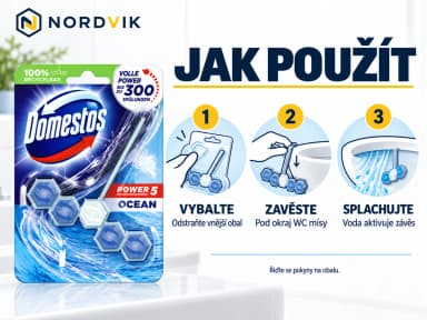 Domestos Power 5 Ocean WC závěs, 50 g, návod k použití