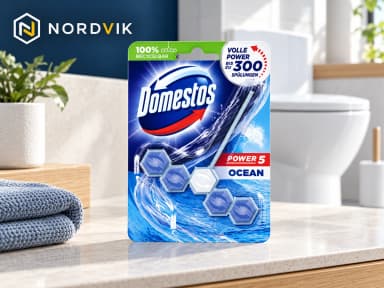 Domestos Power 5 Ocean WC závěs, 50 g, produktová fotografie v prostředí Nordvik