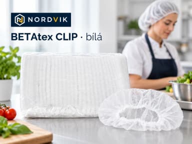 BETAtex CLIP jednorázová čepice, bílá, 100 ks, produktová fotografie v prostředí Nordvik