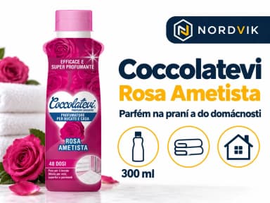 Coccolatevi parfém na praní a do domácnosti Rosa Ametista, 300 ml, produktová infografika