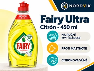 Fairy Ultra prostředek na mytí nádobí Citrón, 450 ml, produktová infografika
