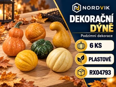 Dekorační plastové dýně RX04793, 6 ks, produktová infografika