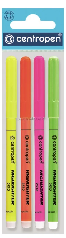 Zvýrazňovač CENTROPEN 2532, sada 4 ks
