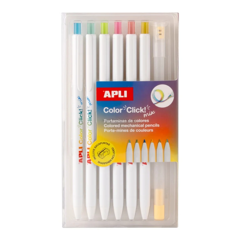 Mechanické pastelky APLI Color Click duhové, 6ks sada
