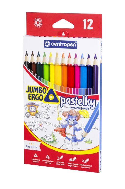 Pastelky CENTROPEN 9522 Jumbo, trojhranné, 12 barev