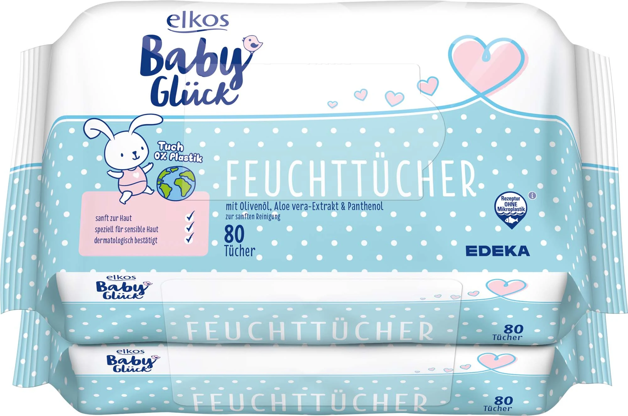 Elkos Comfort dětské vlhčené ubrousky, 2 × 80 ks