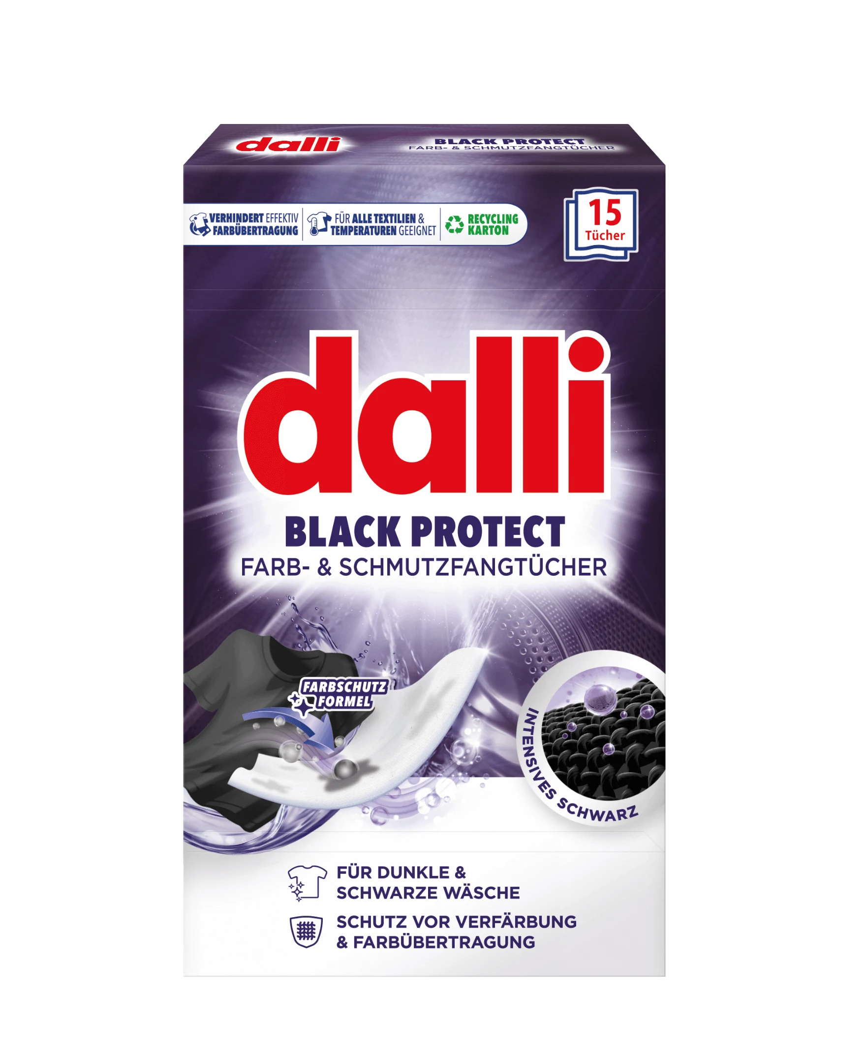 Dalli Black Protect ubrousky pro tmavé prádlo, 15 ks
